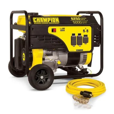 Champion 5000 Watt Portable Generator with Wheel Kit and Extension Cord